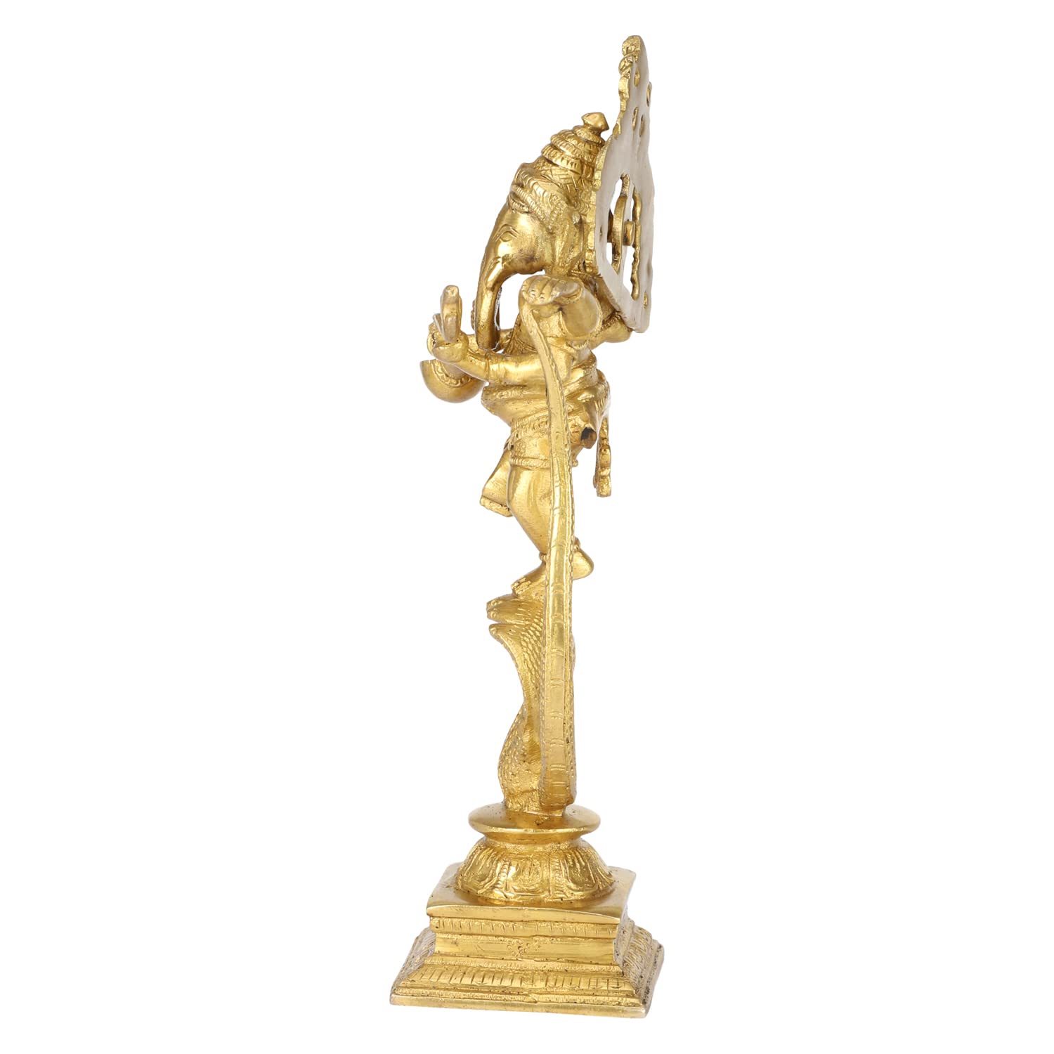Kartique Brass Lord Ganesha Bhagwan God Standing On Sheshnaag Ganesh Idol Ganpati Murti For Home Entrance Pooja Gift Good Luck V